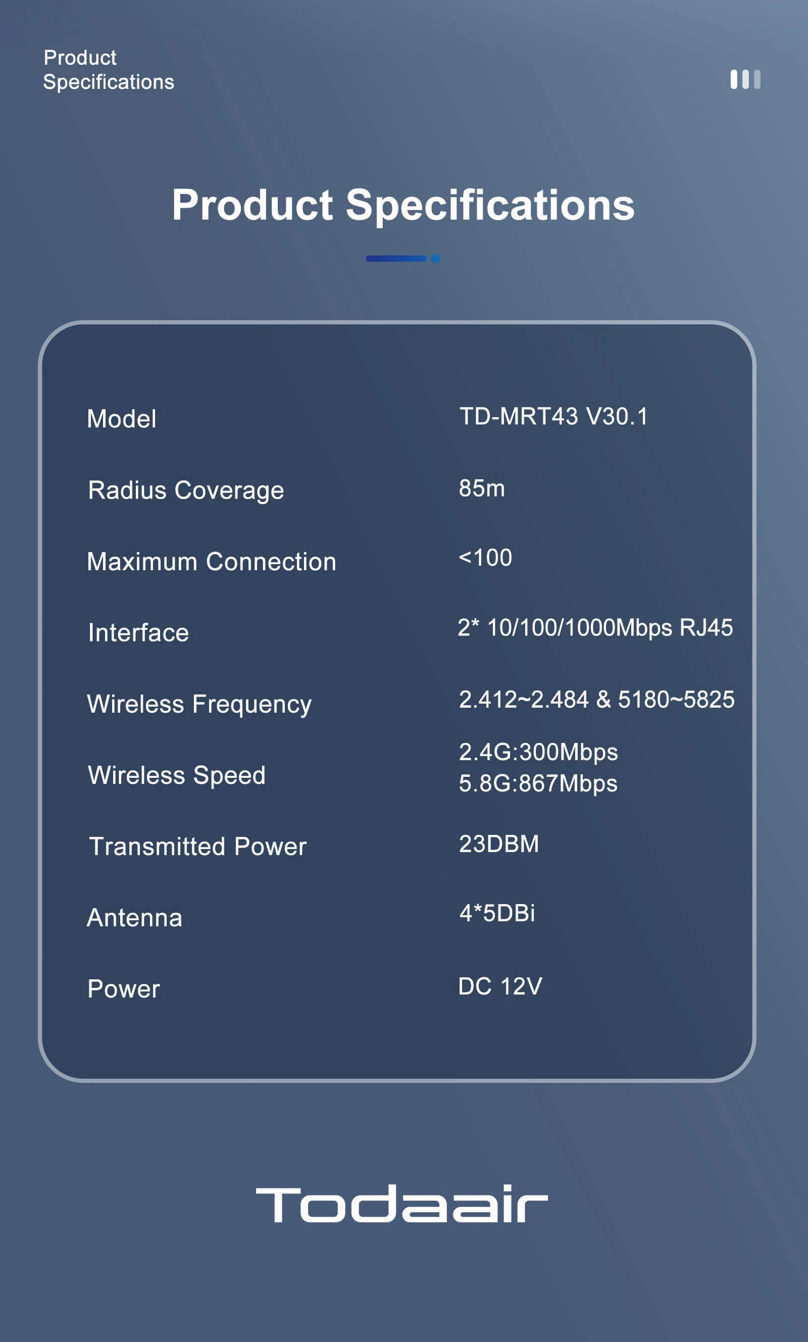 TD-MRT43 V30.1 product specifications